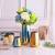 Simple Light Luxury Colorful Simple Modern Blue Gold Ceramic Vase Flower Three-Piece Magnolia Soft Decoration Ornaments