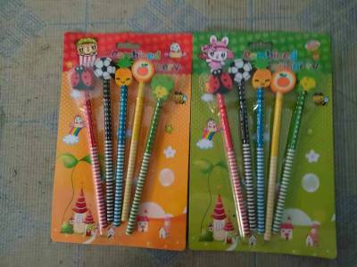 Cartoon Pencil with Eraser Set Elementary School Student Kindergarten Gifts Prize Stationery Pencil Set