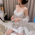 Spring and Summer Imitated Silk Pajamas Beautiful Korean Style Sexy Sling Nightdress Nightgown with Chest Pad Ice Silk Two-Piece Suit Homewear