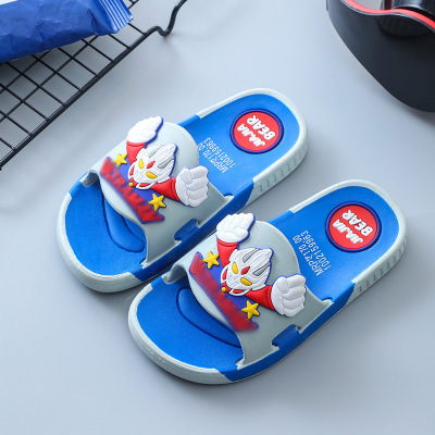 2021 Children's Slippers Summer Small Baby Boy Cartoon Ultraman Indoor Bath Boys Soft Bottom Superman Slippers