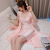 Spring and Summer Imitated Silk Pajamas Beautiful Korean Style Sexy Sling Nightdress Nightgown with Chest Pad Ice Silk Two-Piece Suit Homewear