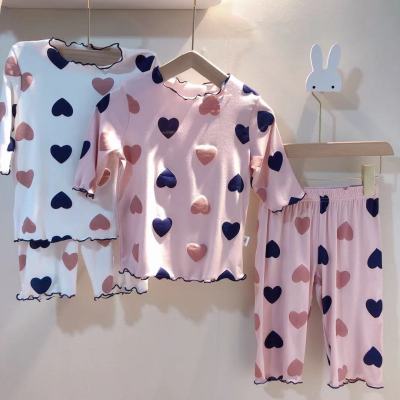 Summer New Short-Sleeved 7-Point Pants Suit Children's Clothing Girls' Boys' Home Wear Modal Tailor Underwear Suit