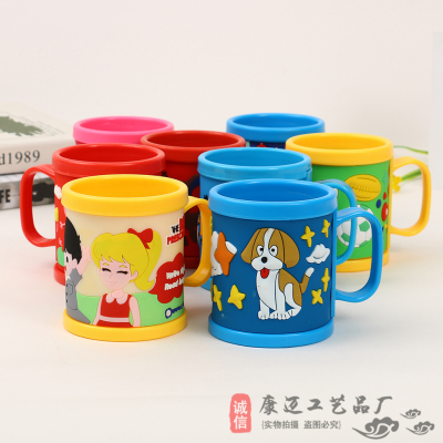 Cute Children's Three-Dimensional Cartoon Plastic Spiderman Mug Baby Tooth Cup Pig Page Little Yellow Water Cup