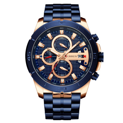 Curren New 8337 Men's Watch Six-Pin Multifunction Quartz Watch Calendar Steel Belt Men's Watch