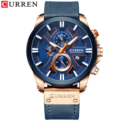 Curren 8346 Men's Watch Waterproof Quartz Leather-Belt Watch Six-Pin Multi-Function Calendar Men's Watch