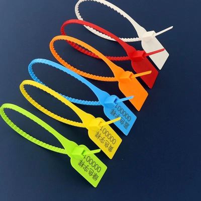 100 Disposable Plastic Seal Label Ribbon Anti-Bag Adjustment Buckle Customs Container Bank Transport Tag 330