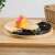 Bamboo round Cheese Plate Bamboo Cheese Board Knife Four-Piece Set Including 3 Black Ceramic Cup