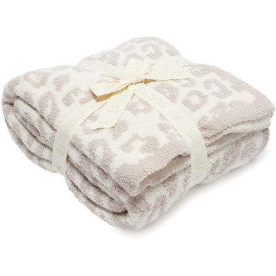 OEM Amazon Blanket Woolen Blanket Custom Knitted Leopard Blanket plus Velvet Jacquard Knitted Blanket Sofa Blanket