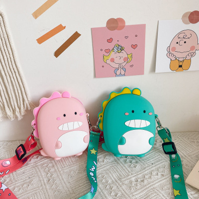 Children's Bags 2020 New Cartoon Cute Little Dinosaur Silicone Coin Purse Beautiful Girls' Accessories Messenger Bag Foreign Trade