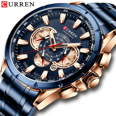 Curren 8363 Men's Business Steel Belt Watch Quartz Calendar Six-Pin Multi-Function Luminous Men's Watch