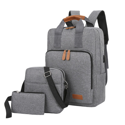 New Backpack Three-Piece Set Korean Travel Bag Computer Backpack Middle School Student Schoolbag Manufacturer