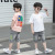 Children's Clothing Boys' Suit 2021 Summer New Medium and Big Children's Fashion Casual Handsome Short-Sleeved Jeans Two-Piece Suit Fashion