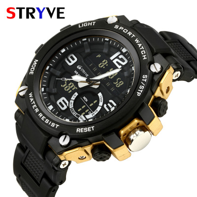 New Stryve Men's Sports Watch Quartz Electronic Double-Movement Watch Male Student Waterproof Watch S8008