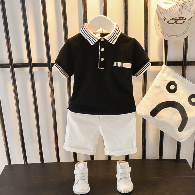 Boys Summer Suit 2021 New Baby Children's Clothing Children Clothes Baby Boy Summer Lapels Short Sleeve Two-Piece Set