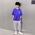 Boy's Short-Sleeved T-shirt 2021 New Fashionable Summer Clothing Children's Fashion Brand Personalized Hand-Painted round Neck Medium and Large Children's Clothing Half-Sleeved T-shirt