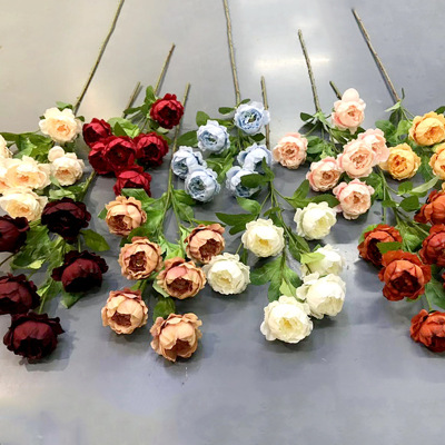 Factory Direct Sales Artificial Flower 6 Exquisite Peony Bouquet Wedding Home Furnishing Hotel Photography Decoration Props Fake Flower
