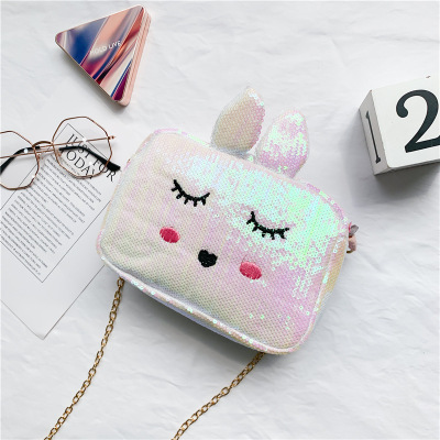 INS Super Hot All-Matching Sequin Pouch Women's New Trendy Cute Cartoon Funny Shoulder Bag Chain Crossbody