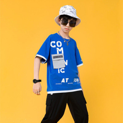 Men's Children and Teens Short Sleeve T-shirt Workwear Fashion Brand Top 2021 Summer New Korean Style Western Style Undershirt Casual