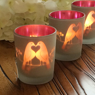 Modern Minimalist Aiqingniao Flower Glass Candlestick Romantic Confession Candlelight Dinner Bar Decoration Props Customizable