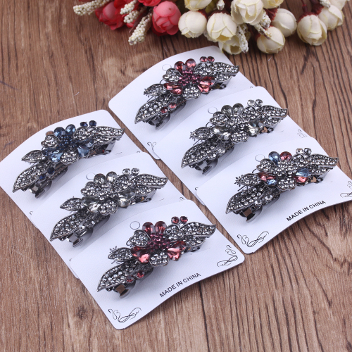 boutique jewelry wholesale bow hairpin jewelry fashion rhinestone top clip alloy hair spring clip headdress