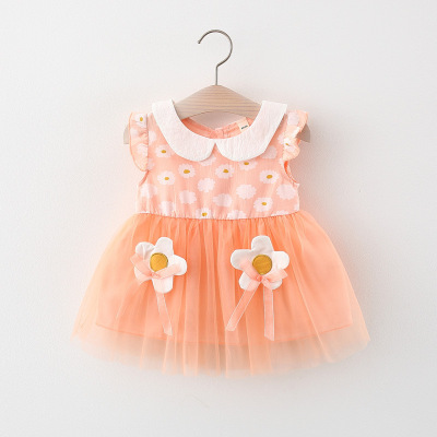 Children's Clothing Girls' Sleeveless One-Piece Dress Summer Infant Baby Girl Baby Floral Gauzy Princess Skirt Little Kids' Summer Clothing