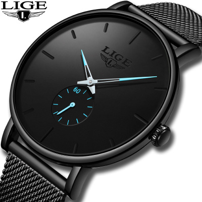 Lige Lige Men's Mesh Strap Personalized Ultra-Thin Stylish and Versatile Waterproof Quartz Watch