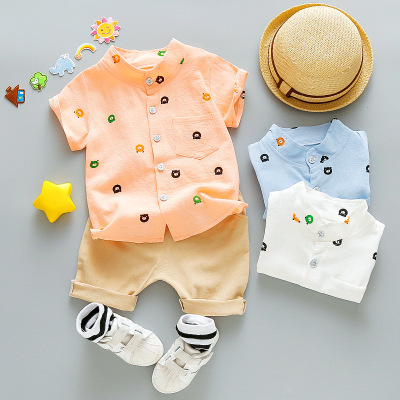Boys' Shirt Summer Children's Short-Sleeved Suit 2020 New 1-4 Years Old 3 Children Baby Shirt Children Clothes