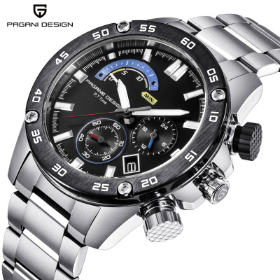 Bojiani Watch Men's Quartz Watch Refined Steel Belt Fashion Casual Exercise Waterproof Multifunctional Men's Watch Men's Table 3310