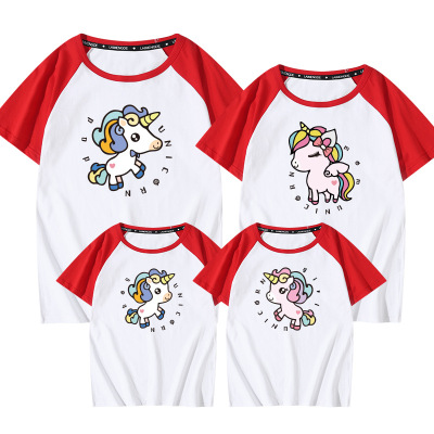 Laimengde 2021 New Summer Children's Korean-Style Printed Unicorn Short-Sleeved T-shirt