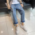 2021 Trendy Ins Ripped Jeans Men's Korean-Style Trendy Loose Straight Cropped Pants Simple Student Spring and Summer Fashion
