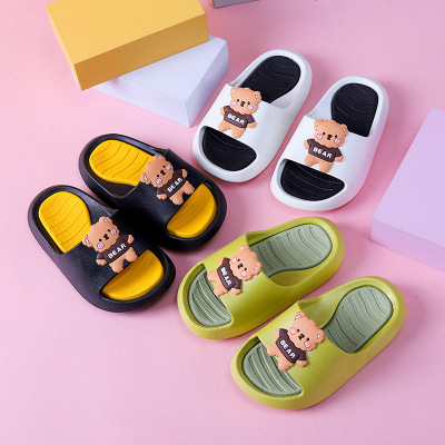 2021 New Bear Children's Slippers Summer Baby Home Soft Bottom Indoor and Outdoor Thickened Slippers Cartoon Bathroom Slippers