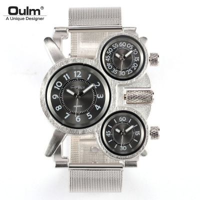 Oulm Men's Watch Quartz Watch Foreign Trade Hot Sale Watch Steel Mesh Belt Fashion Men's Watch Large Dial Cross-Border