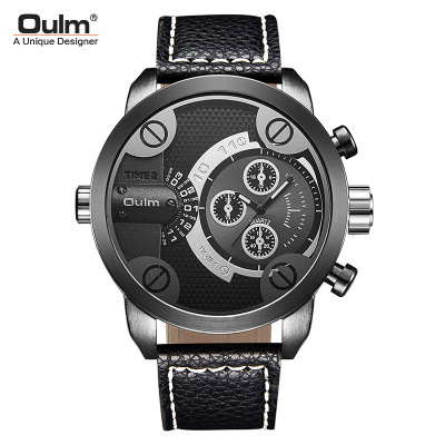 Oulm Brand Watch Manufacturer/Trendy Personality Double Time Zone Men's Watch/Oulm Watch Wholesale 3130