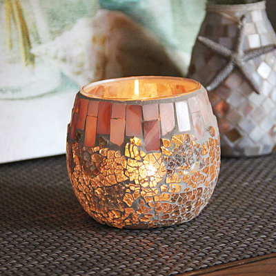 Shell Light Color Glass Mosaic European Candlestick DIY Incense Cup Candle Cup Candlelight Dinner Decoration