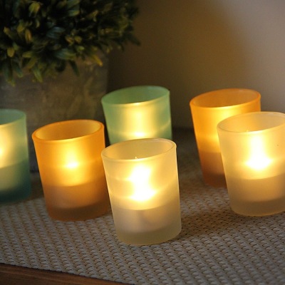 Simple Color Frosted Glass Candlestick Romantic Confession Candlelight Dinner Bar Western Restaurant Ornament Furnishing