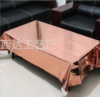 Glossy Disposable Rose Gold Tablecloth Christmas Party Gathering Decorative Products Rose Gold Waterproof Tablecloth Customization