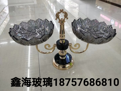 Glass Fruit Plate Crafts Double-Headed Fruit Plate Three-Headed Five-Headed Glass Plate with Base Table Decoration Fruit Plate