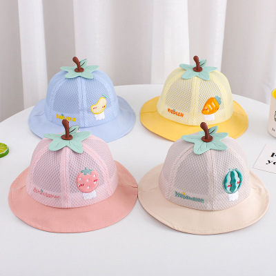 Spring and Summer New Children's Bucket Hat Cartoon Cute Sun Protective Sun Hat Boys and Girls Mesh Breathable Baby Hat