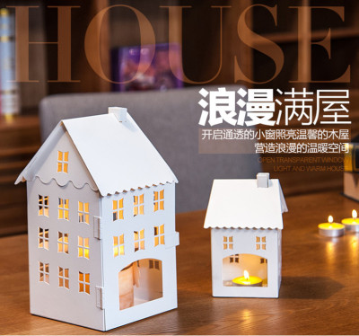 European Style Cottage Lantern Candlestick Storm Light Children's Room Soft Metal Crafts Home Decoration Photography Props