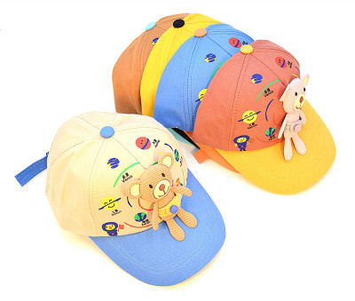 2021 Spring and Summer New Baseball Hat Boys and Girls Cartoon Bear Cute Peaked Cap Baby Sun Protection Hat