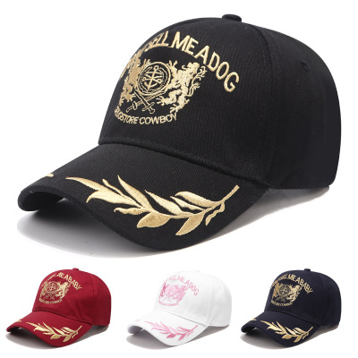 New Hat Men's Summer Wheat Embroidered Baseball Cap Women's Casual Double Lion Peaked Cap Outdoor Sun Hat