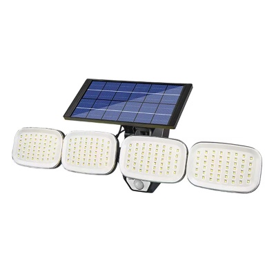 New Solar Wall Lamp Four-Head Rotatable Outdoor Waterproof Human Body Induction Garden Lamp Wall Road Lighting