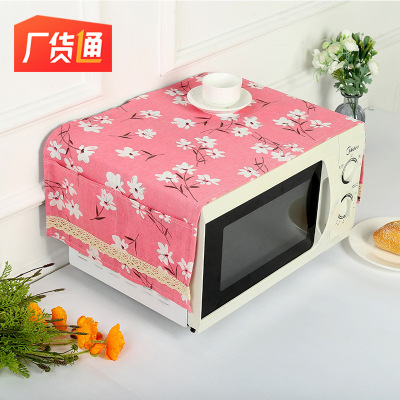 New Cotton and Linen Printing Microwave Oven Dust Cover Simple Oven Cover Cloth Microwave Oven Lace Dust Cloth