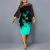 EBay AliExpress 2021 Autumn Best-Selling Digital Printing Lace Stitching Three-Quarter Sleeve Dress Large Size Women's Clothing