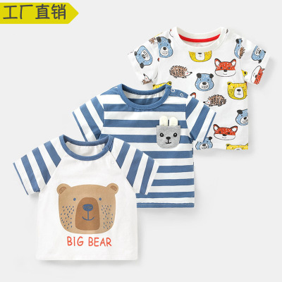 Clothes for Babies Boy's Short-Sleeved T-shirt Summer Clothes for Children 3 Baby Toddler Girl 1 Year Old Half Sleeve Top Pure Cotton 1 Year Old