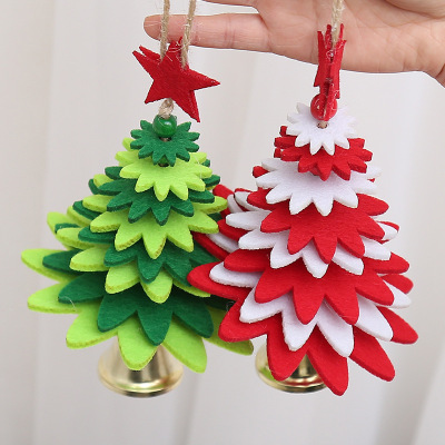 Christmas Decorations Christmas Non-Woven Tree Desktop Mini Christmas Tree with Bell Small Pendant Tree Window Decoration