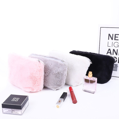 Customized New Product Women's Fur Bag Large Capacity Autumn and Winter Clutch Simple Storage Bag Korean Style Plush Cosmetic Bag Bag