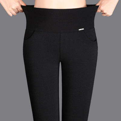 Fat 2021 Spring and Autumn Pants Thin Skinny Stretch New Underpants Outer Wear Female Mother Large Size Black mm High Waist