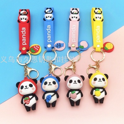 New Panda Keychain Pendant Small Gift Fruit Listing Keychain Accessories Couple Bags Car Pendant