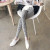 Spring and Autumn New Korean Style Women's Blue and White Porcelain Houndstooth Design Totem Vertical Striped Milk Silk Leggings Cropped Pants
